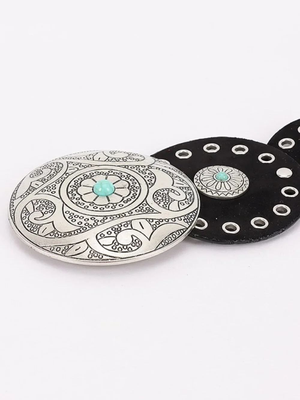 BNWT Rivets Faux Suede Statement Western Disk Boho Belt